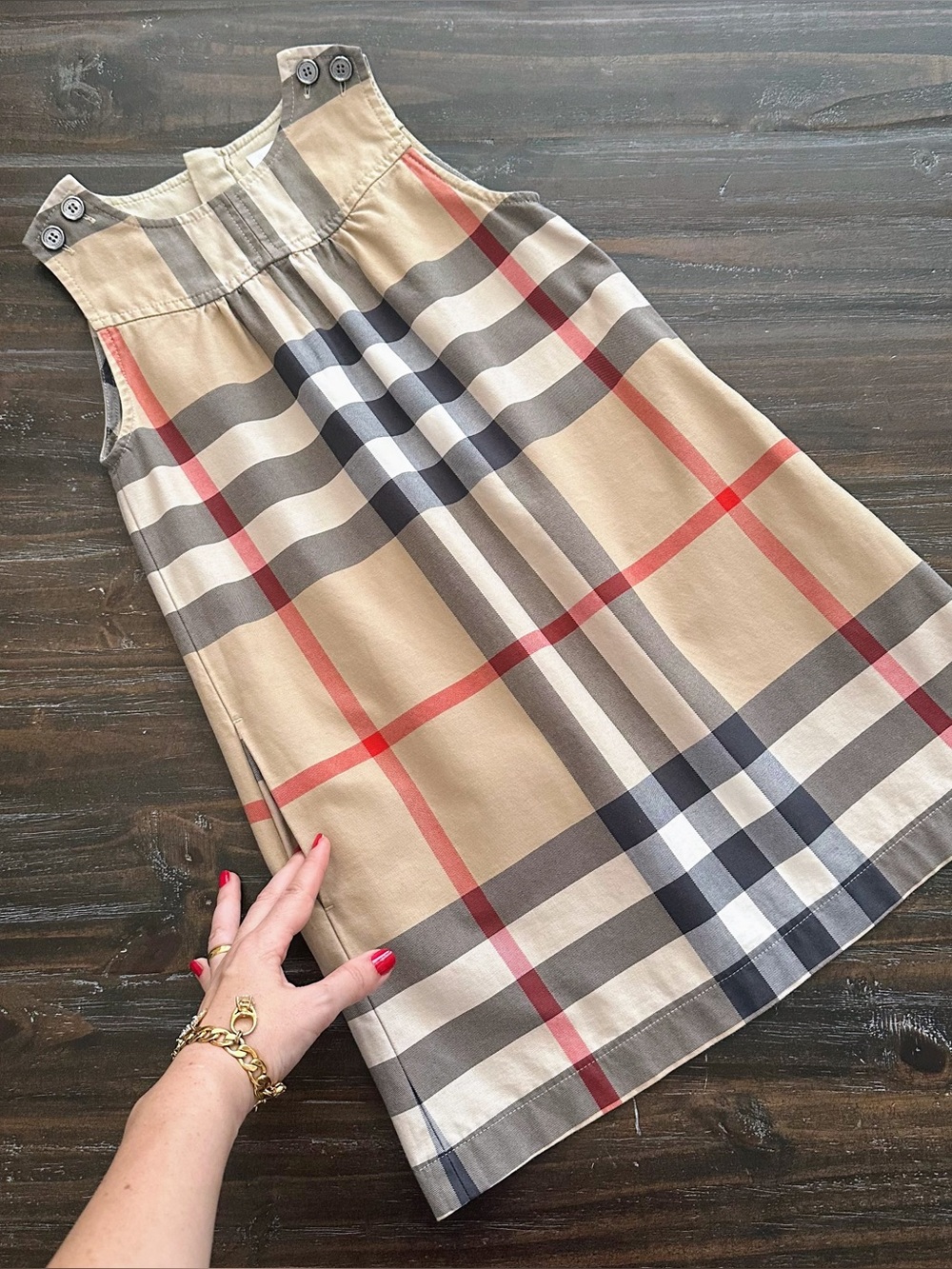 6-7 Years Authentic BURBERRY Girls Nova Check Iconic Dress Designer Luxury